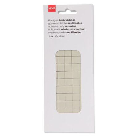 Kleefgum herbruikbaar 10 x 10 mm - 65 stuks