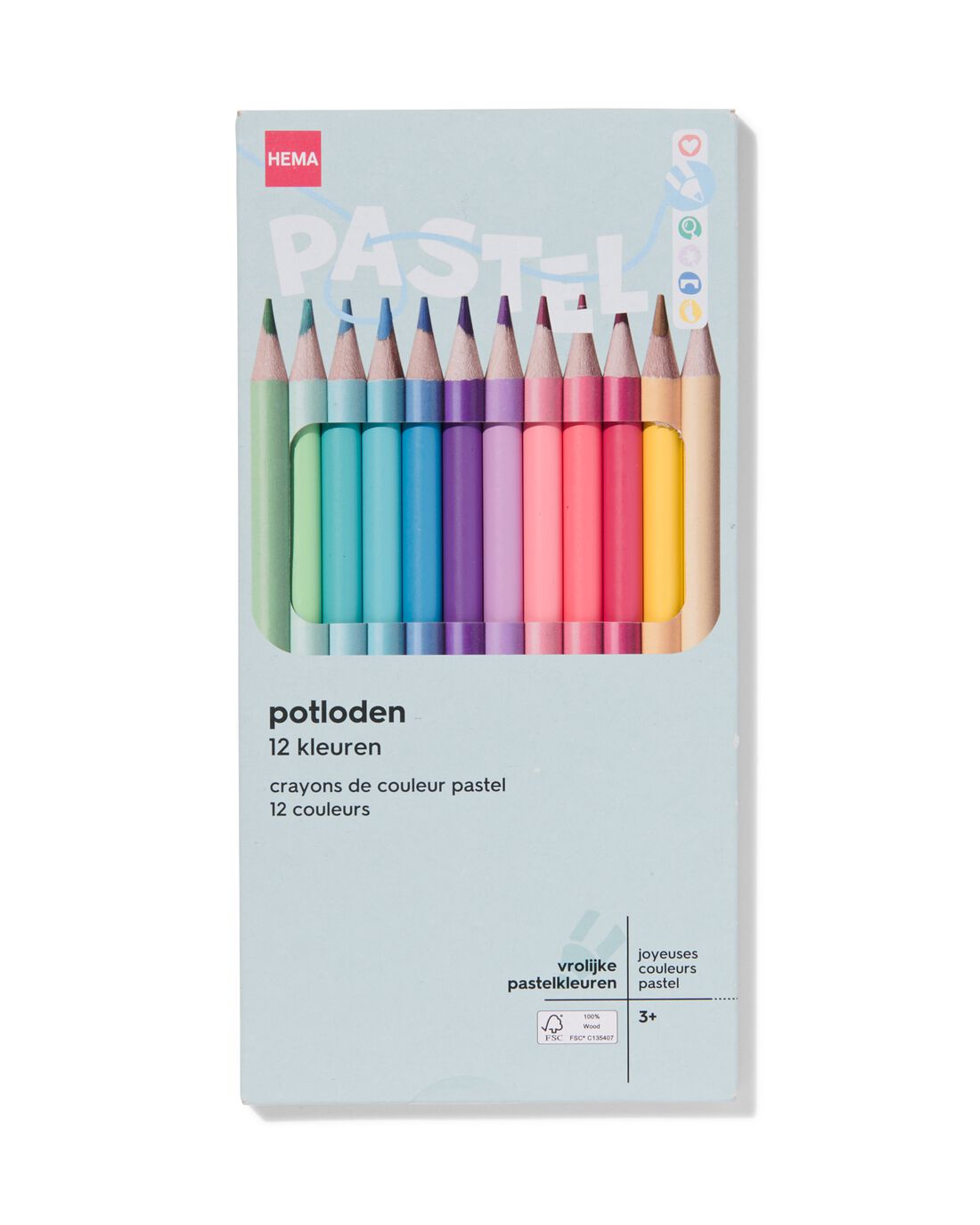 HEMA Kleurpotloden pastel - 12 stuks | HEMA