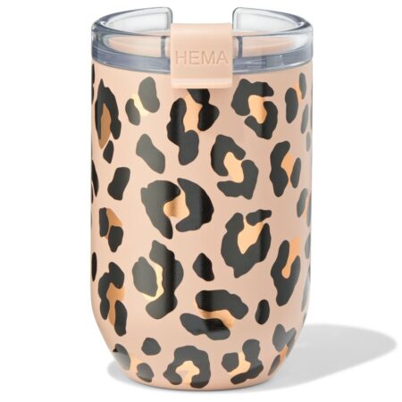 HEMA Koffiebeker 350ml rvs luipaard (bruin) | HEMA
