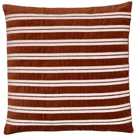 HEMA Kussenhoes 50x50 terra fluweel met strepen (terra) | HEMA