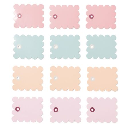 Labels 8x6.5cm pastel - 12 stuks