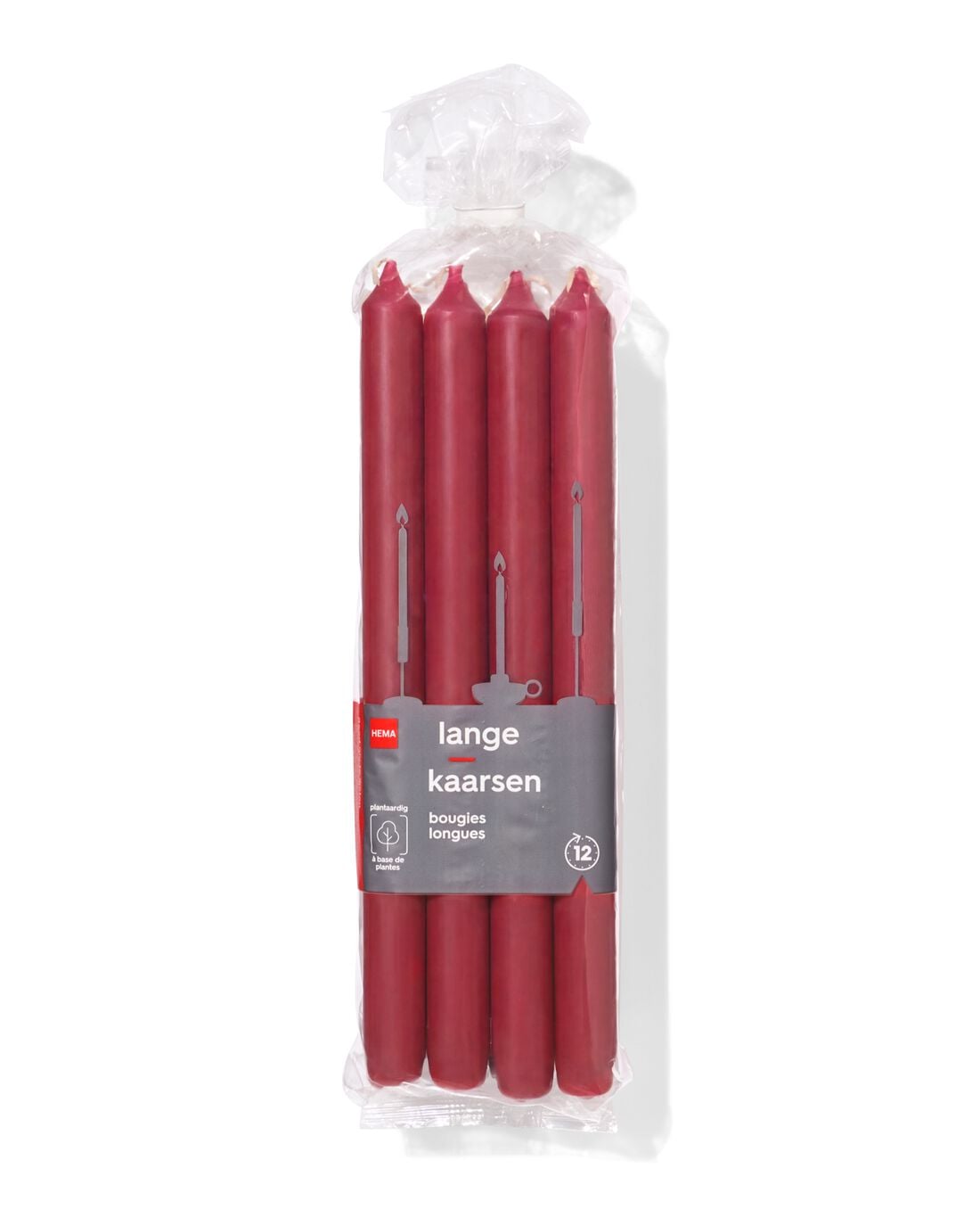 HEMA Lange huishoudkaarsen Ø2.2x29 donkerrood - 12 stuks (donkerrood) | HEMA