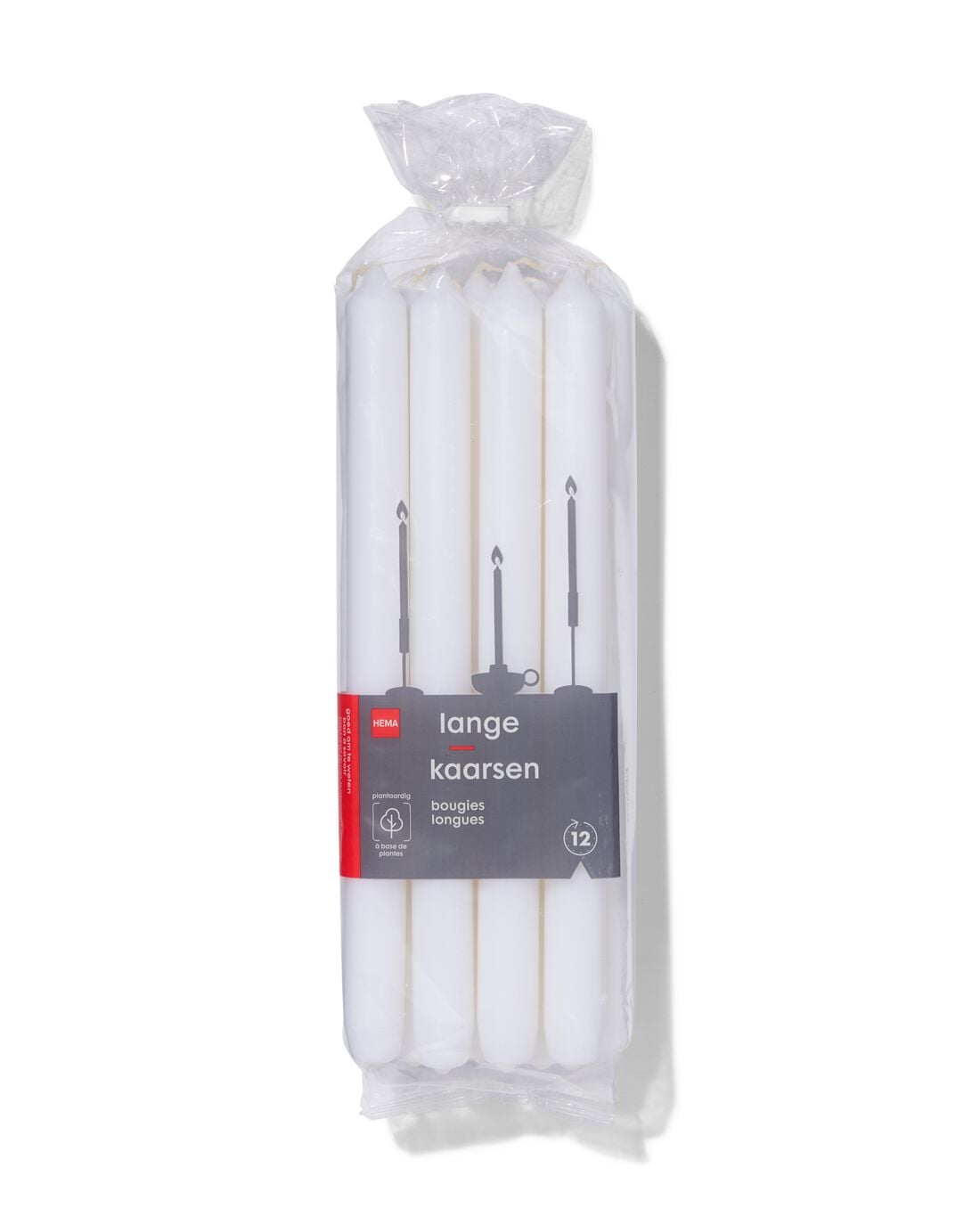 HEMA Lange huishoudkaarsen Ø2.2x29 wit - 12 stuks (wit) | HEMA