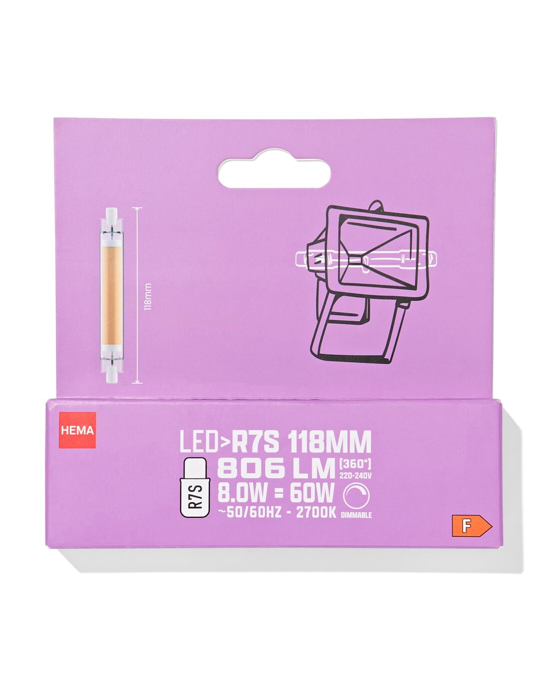 HEMA Led TL-buis eel GR7S 8W 806lm dim | HEMA