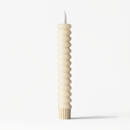 Led dinerkaars ⌀2.5x18.4cm ribbel lichtgeel