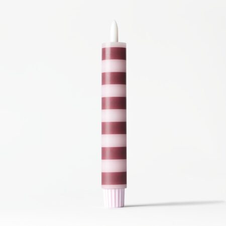 Led dinerkaars ⌀2.5x18.4cm strepen roze-aubergine (roze)