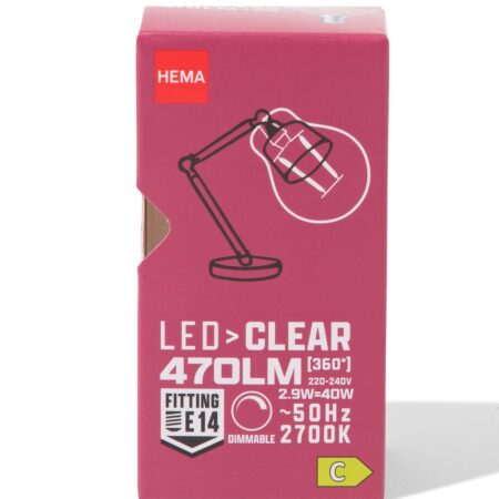 HEMA Led kogel clear E14 2.9W 470lm dim | HEMA