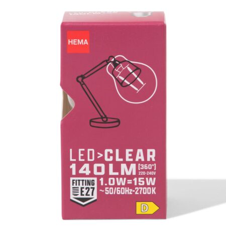 HEMA Led kogel clear E27 1.0W 140lm | HEMA