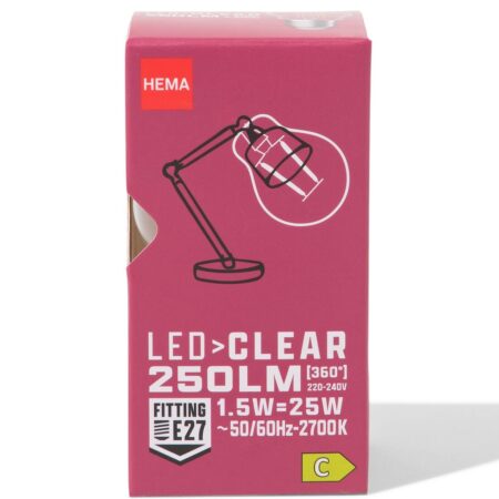 Led kogel clear E27 1.5W 250lm