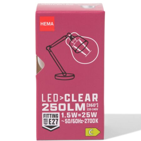 HEMA Led kogel clear E27 1.5W 250lm | HEMA