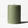Led stompkaars ⌀7.5x10cm rustiek groen