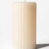 Led stompkaars ⌀7.5x15cm ribbel lichtgeel
