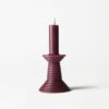 Led vormkaars kandelaar ⌀7.6x18cm rustiek aubergine