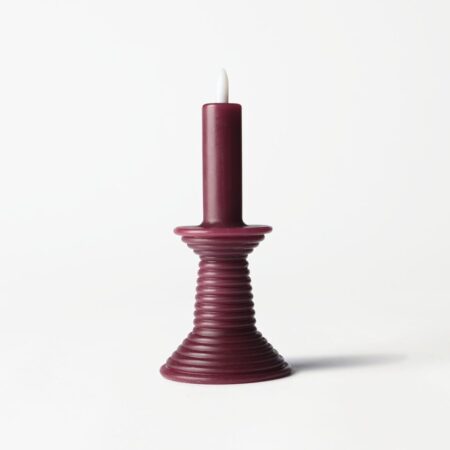 Led vormkaars kandelaar ⌀7.6x18cm rustiek aubergine