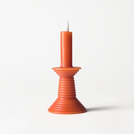 Led vormkaars kandelaar ⌀7.6x18cm rustiek donkeroranje