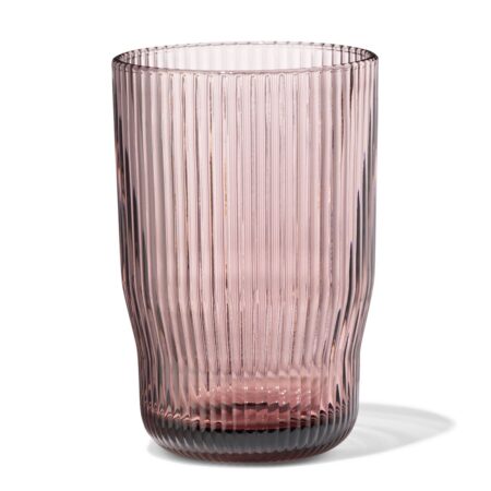 Longdrinkglas 340ml Bergen glas streep reliëf bordeauxrood