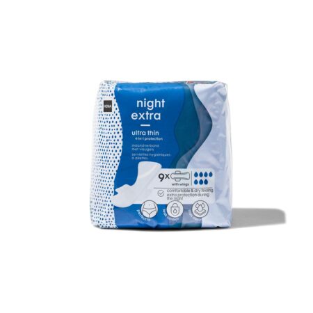 HEMA Maandverband ultra dun voor de nacht - 9 stuks | HEMA