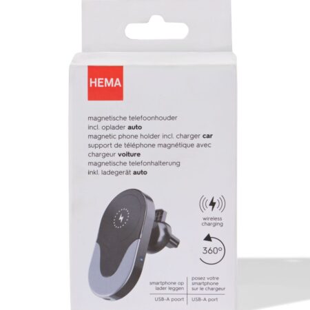 HEMA Magnetische telefoonhouder met oplader (zwart) | HEMA