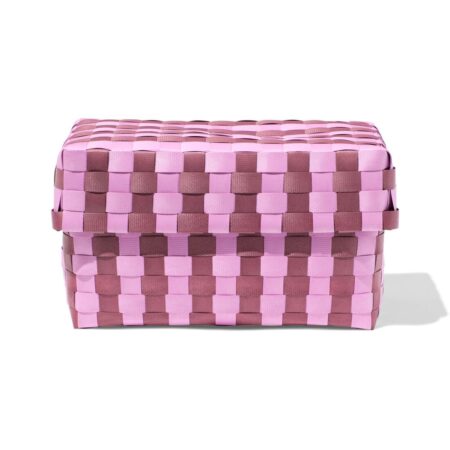 HEMA Mand 20x15cm met deksel geblokt lila | HEMA