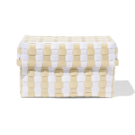 HEMA Mand 25x15cm met deksel geblokt beige | HEMA