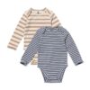 HEMA Meegroeirompers rib strepen - 2 stuks blauw (blauw) | HEMA