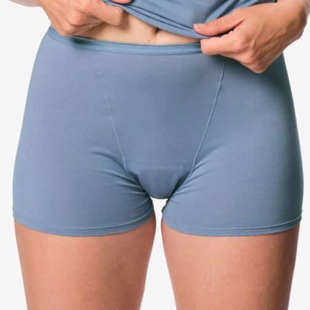 Menstruatieboxer katoen hoge absorptie middenblauw