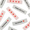 Naailabels linnenlook hartjes - 12 stuks (wit)