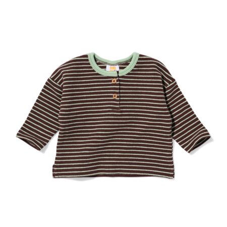 HEMA Newborn T-shirt wafel strepen groen (groen) | HEMA