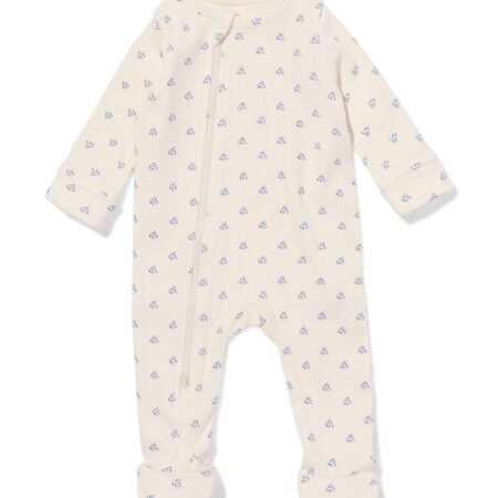 Newborn boxpakje rib bloemen ecru