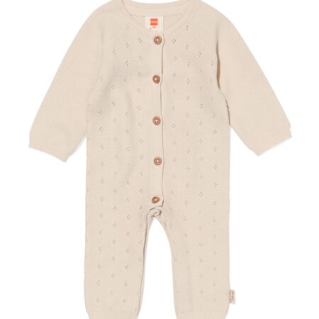Newborn jumpsuit ajour ongebleekt ecru