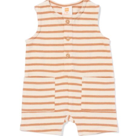 HEMA Newborn jumpsuit jersey strepen bruin (bruin) | HEMA