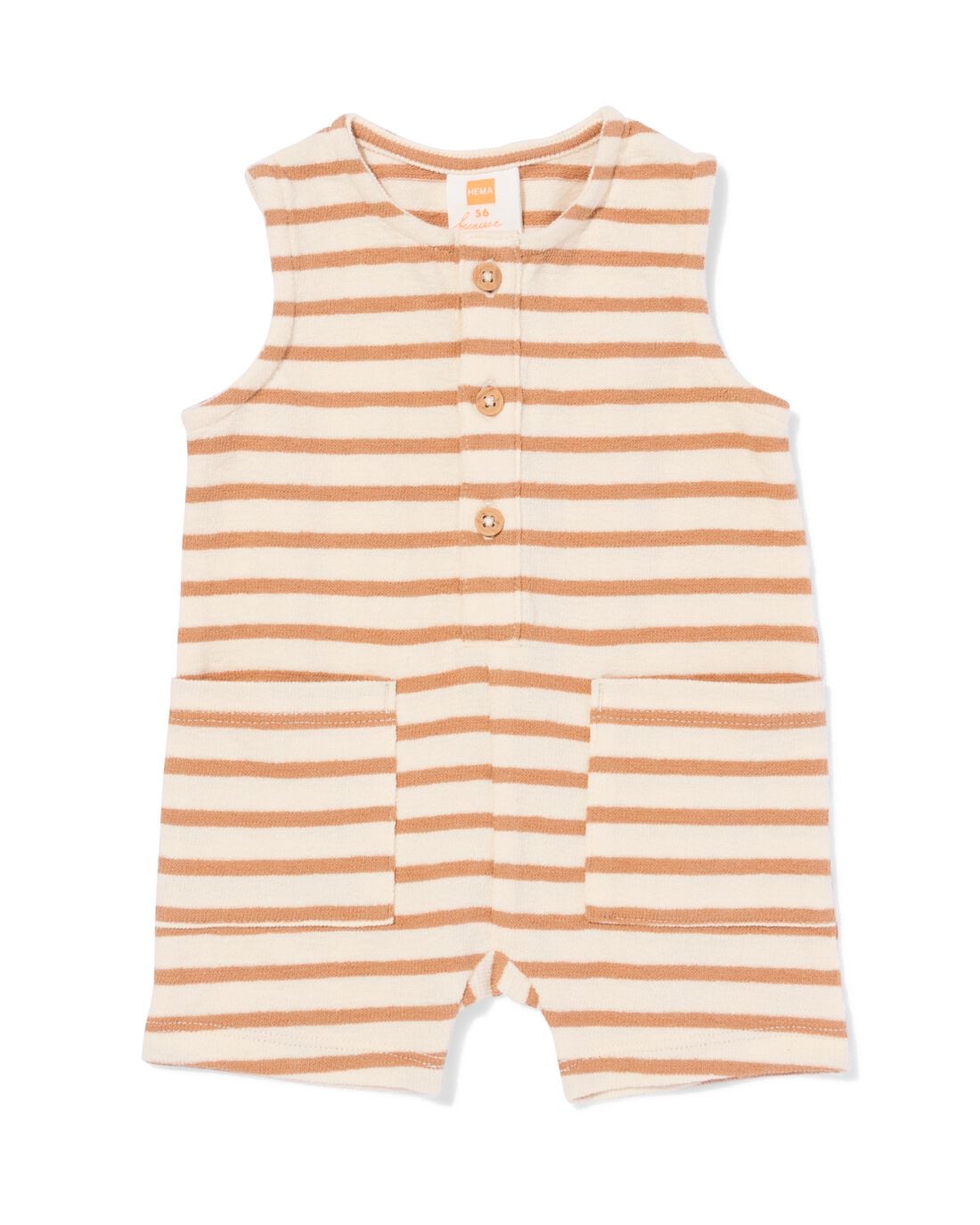 HEMA Newborn jumpsuit jersey strepen bruin (bruin) | HEMA
