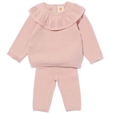 Newborn kledingset comfy fit fijngebreid roze