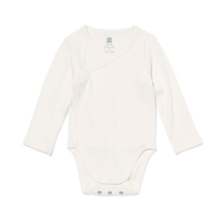 HEMA Newborn meegroei overslagromper LENZING™ ECOVERO™ rib wit (wit) | HEMA