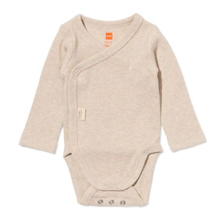 Newborn meegroei overslagromper LENZING™ ECOVERO™ rib zand