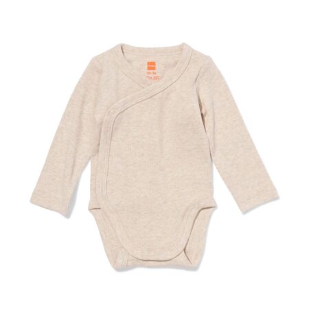 HEMA Newborn meegroei overslagromper LENZING™ ECOVERO™ rib zand (zand) | HEMA