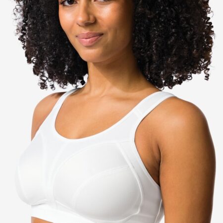 HEMA Niet voorgevormde sportbh heavy support zonder beugel wit (wit) | HEMA