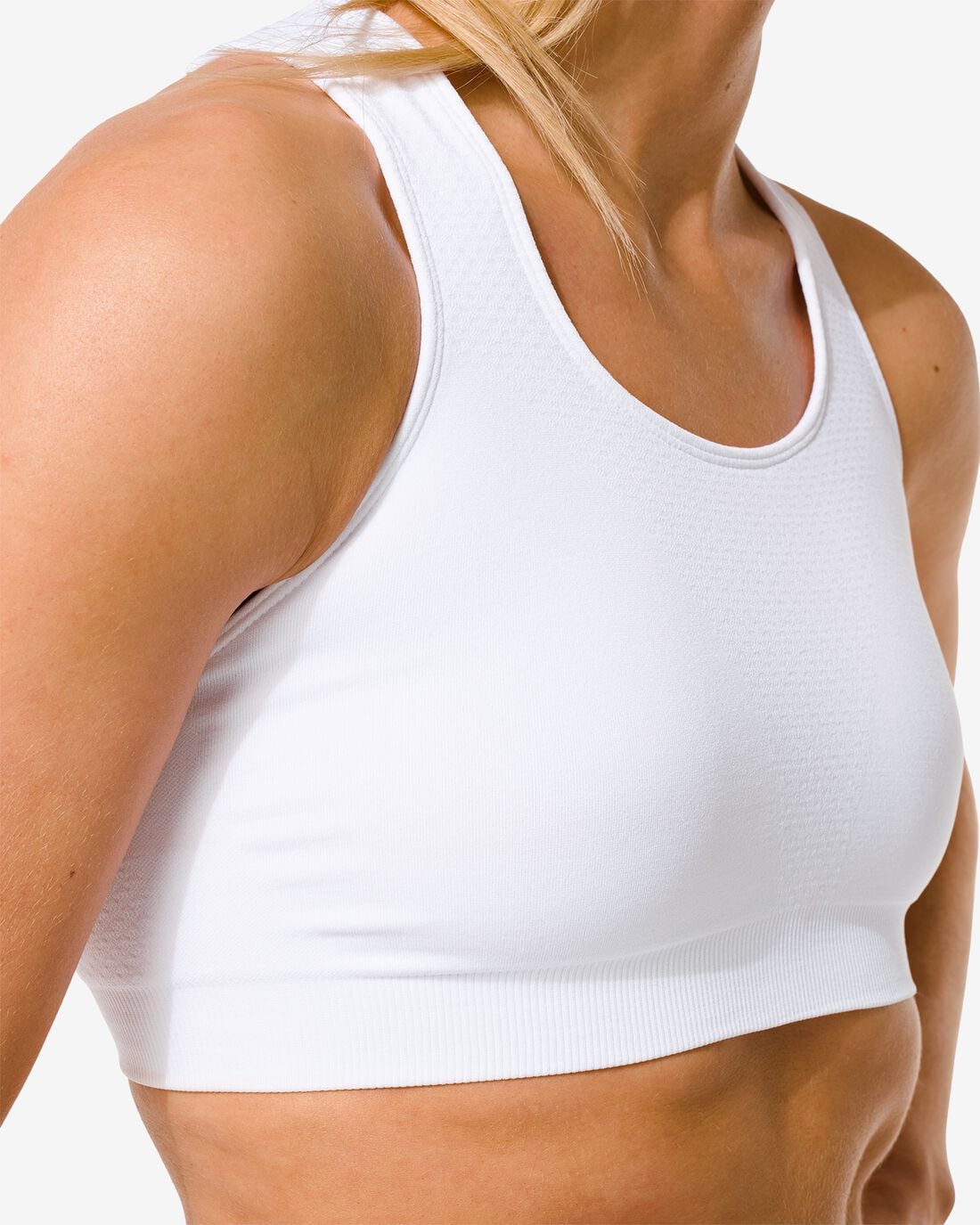 HEMA Niet voorgevormde sporttop medium support zonder beugel naadloos wit | HEMA