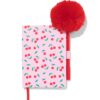 HEMA Notitieboek A6 gelinieerd kersen met pompon pen (roze) | HEMA