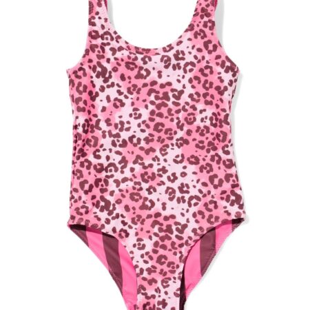 HEMA Omkeerbare kinderbadpak strepen-luipaard roze (roze) | HEMA