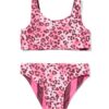 Omkeerbare kinderbikini luipaard-strepen roze