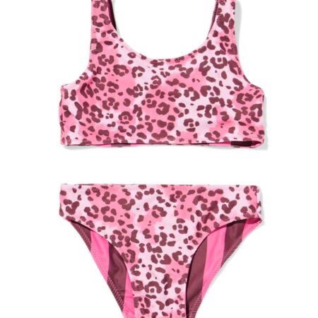 HEMA Omkeerbare kinderbikini luipaard-strepen roze (roze) | HEMA