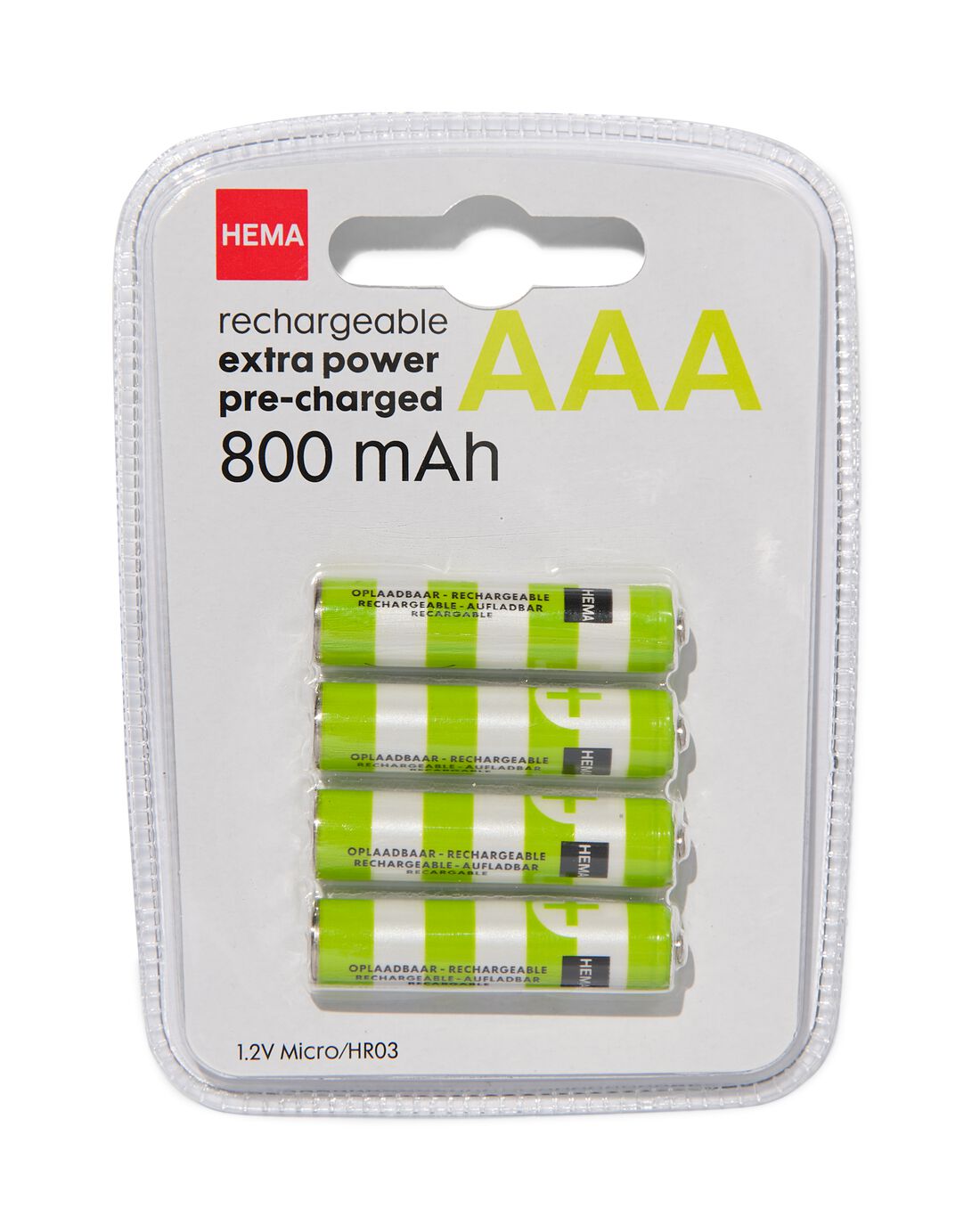 Oplaadbare AAA batterijen 800mAh - 4 stuks