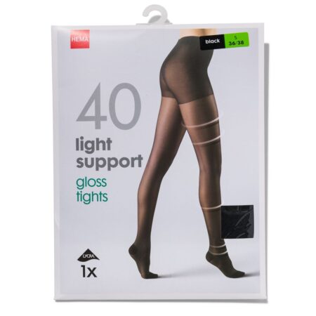 HEMA Panty light support 40 denier glans zwart | HEMA