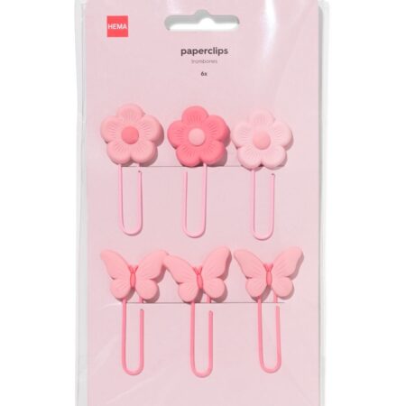HEMA Paperclips bloemen - 6 stuks (roze) | HEMA