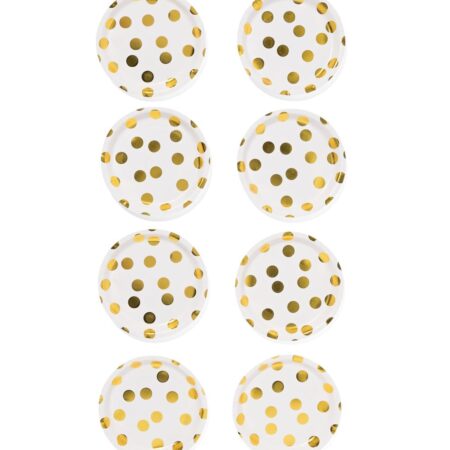 HEMA Papieren bord Ø22.5cm gouden stippen - 8 stuks (goud) | HEMA