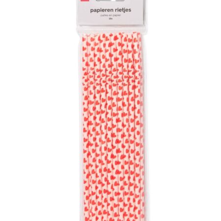 HEMA Papieren rietjes hartjes - 20 stuks (rood) | HEMA