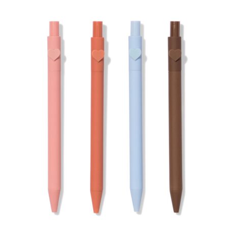 Pennenset 13.5cm hartdetail - 4 stuks (multicolor)