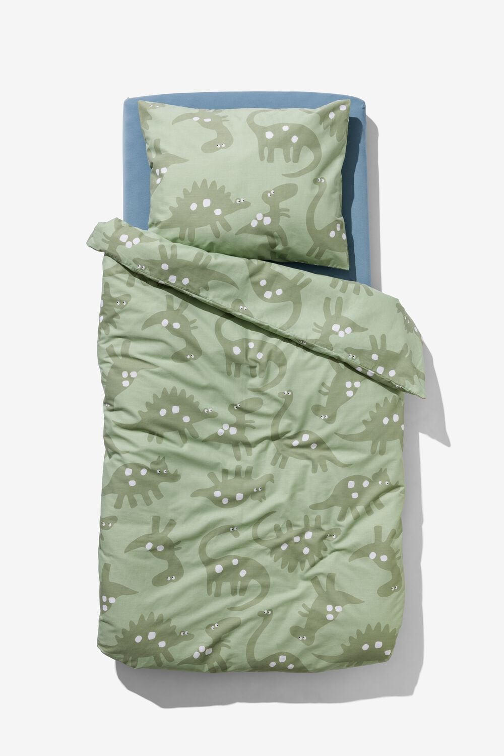 HEMA Peuterdekbedovertrek 120x150cm zacht katoen dino groen (groen) | HEMA