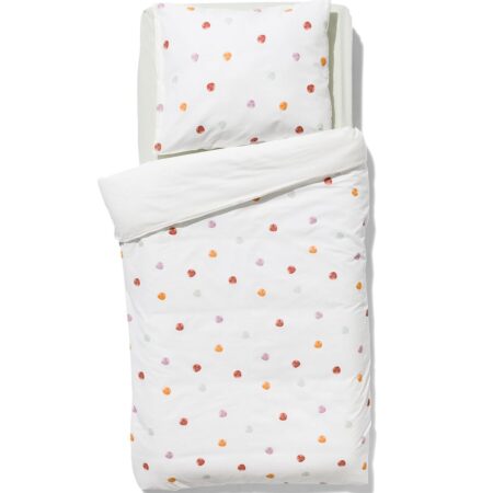 HEMA Peuterdekbedovertrek 120x150cm zacht katoen gekleurde stippen (wit) | HEMA